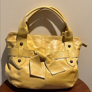 Roberta Gandolfi   Italian leather satchel  golden yellow  bow front lightweight